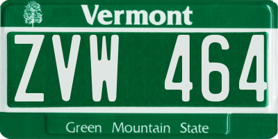 VT license plate ZVW464