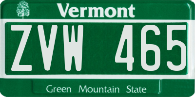 VT license plate ZVW465