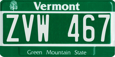 VT license plate ZVW467
