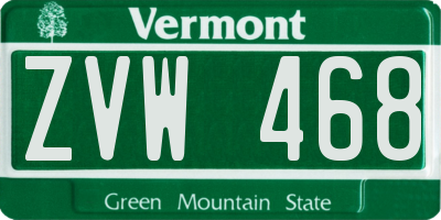 VT license plate ZVW468