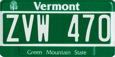 VT license plate ZVW470