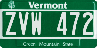 VT license plate ZVW472
