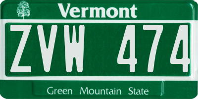 VT license plate ZVW474
