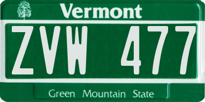 VT license plate ZVW477