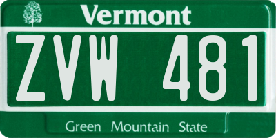 VT license plate ZVW481