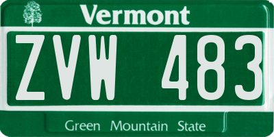 VT license plate ZVW483