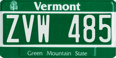 VT license plate ZVW485
