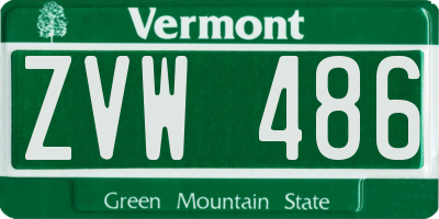 VT license plate ZVW486