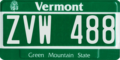 VT license plate ZVW488