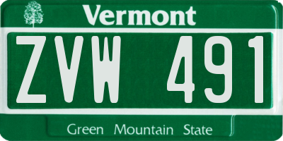 VT license plate ZVW491
