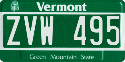 VT license plate ZVW495