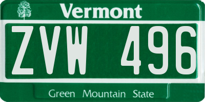 VT license plate ZVW496