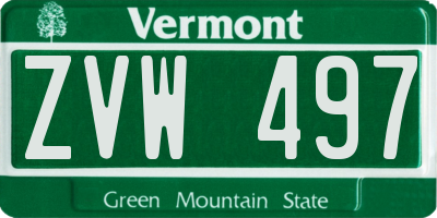 VT license plate ZVW497