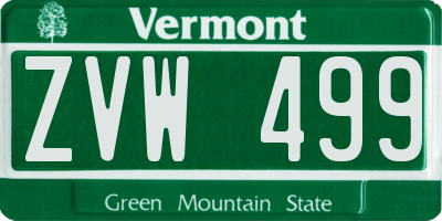 VT license plate ZVW499
