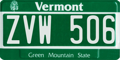 VT license plate ZVW506