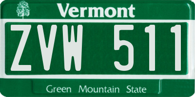 VT license plate ZVW511