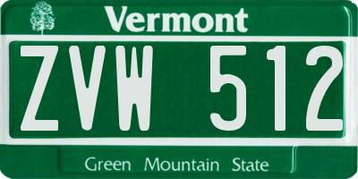 VT license plate ZVW512