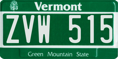 VT license plate ZVW515