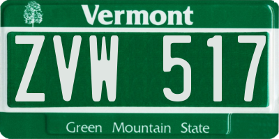 VT license plate ZVW517