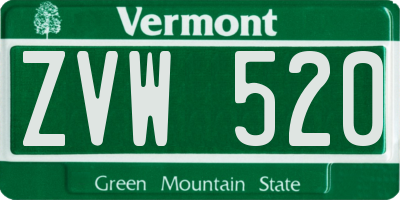 VT license plate ZVW520