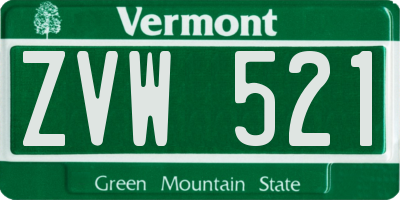 VT license plate ZVW521
