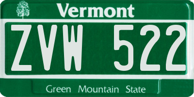 VT license plate ZVW522