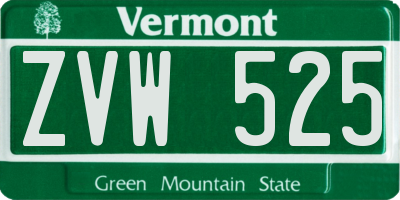 VT license plate ZVW525