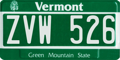 VT license plate ZVW526