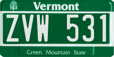 VT license plate ZVW531