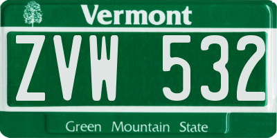 VT license plate ZVW532