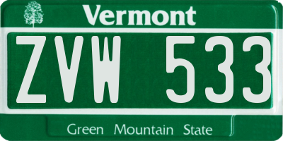 VT license plate ZVW533