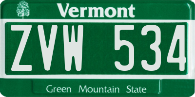 VT license plate ZVW534