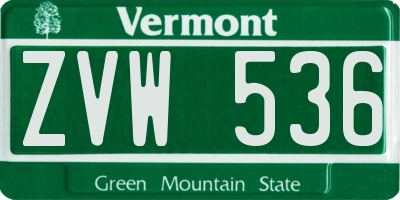 VT license plate ZVW536