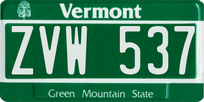 VT license plate ZVW537