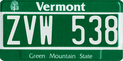 VT license plate ZVW538