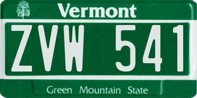 VT license plate ZVW541