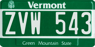 VT license plate ZVW543