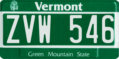 VT license plate ZVW546