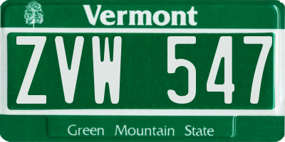 VT license plate ZVW547