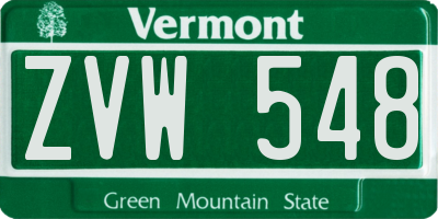 VT license plate ZVW548