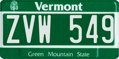 VT license plate ZVW549