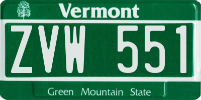 VT license plate ZVW551