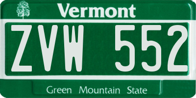 VT license plate ZVW552