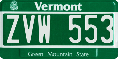 VT license plate ZVW553