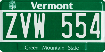 VT license plate ZVW554