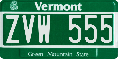 VT license plate ZVW555