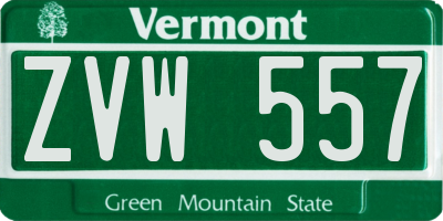 VT license plate ZVW557