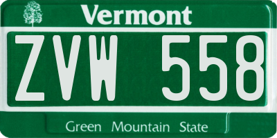 VT license plate ZVW558