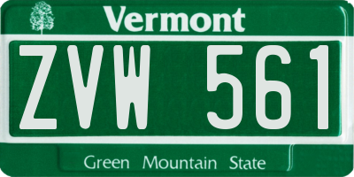 VT license plate ZVW561