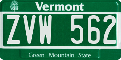 VT license plate ZVW562